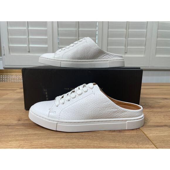 Frye Ivy Low Lace Mule Sneaker White Luxe Leather Size 5.5 NIB Arch Support - Picture 3 of 12